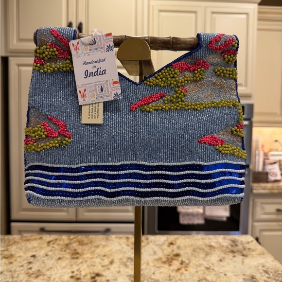 Handcrafted in India Beaded Capri Handbag with Sailboat Design - Picture 2 of 3